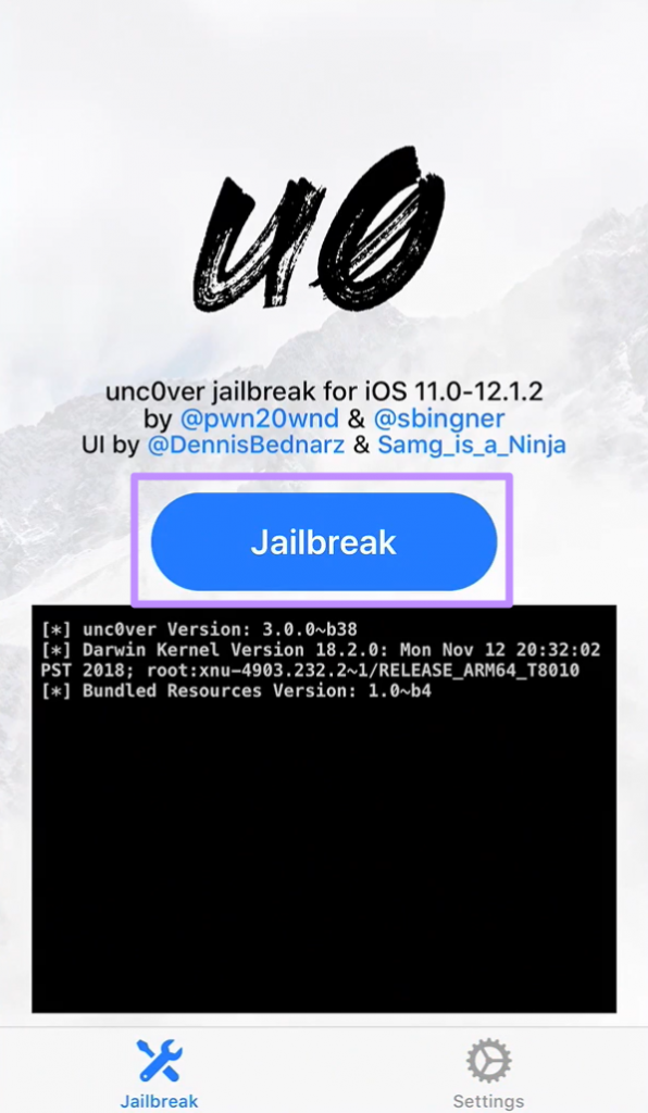 zařízení s jailbreakem a povoleným rootfs