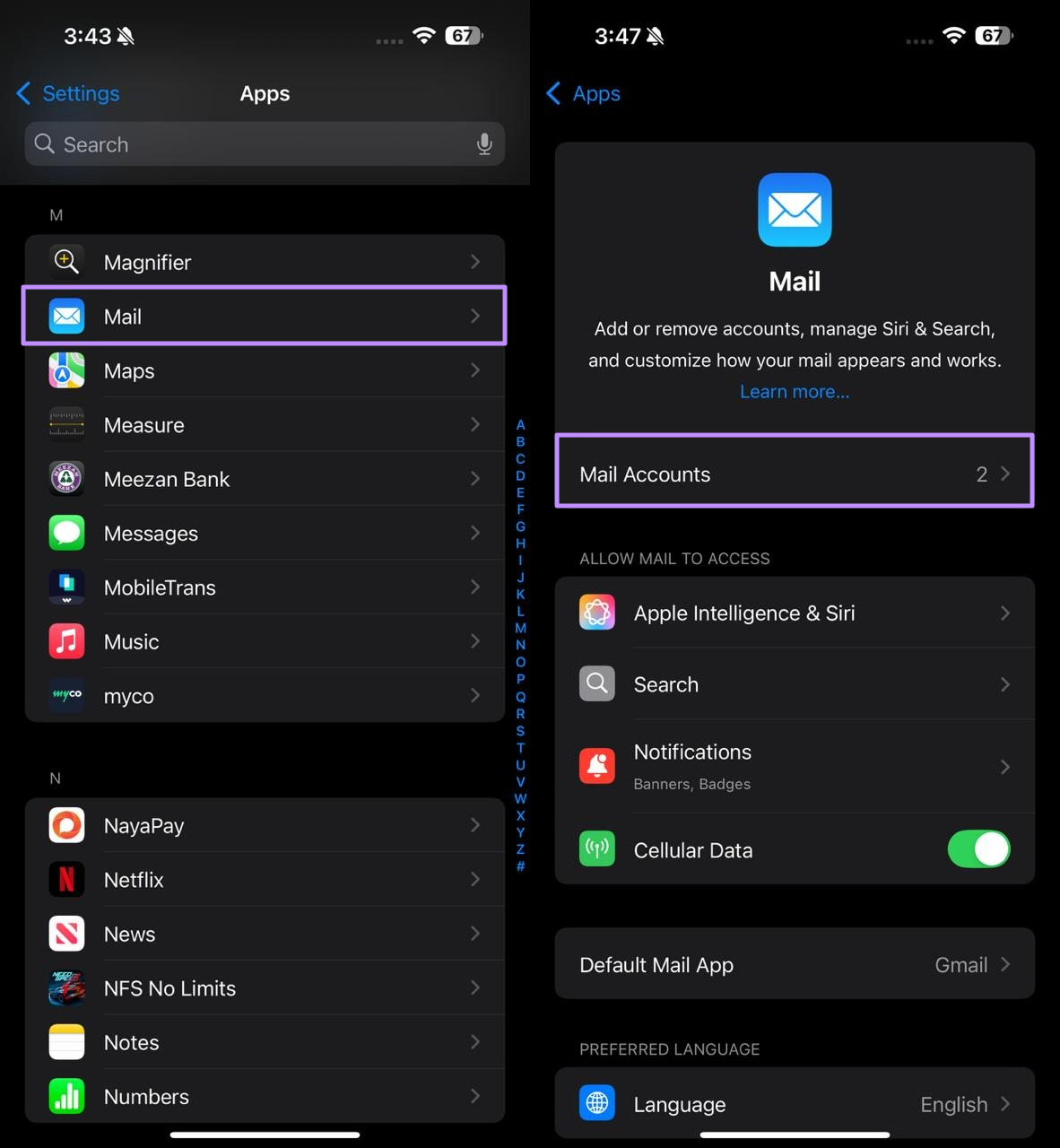 access the mail accounts 