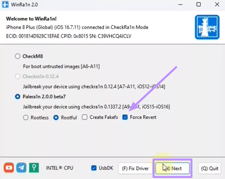 select the force revert option