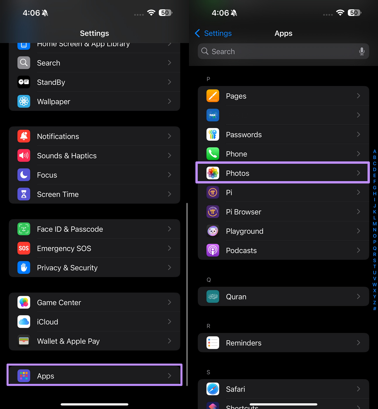 access photos settings