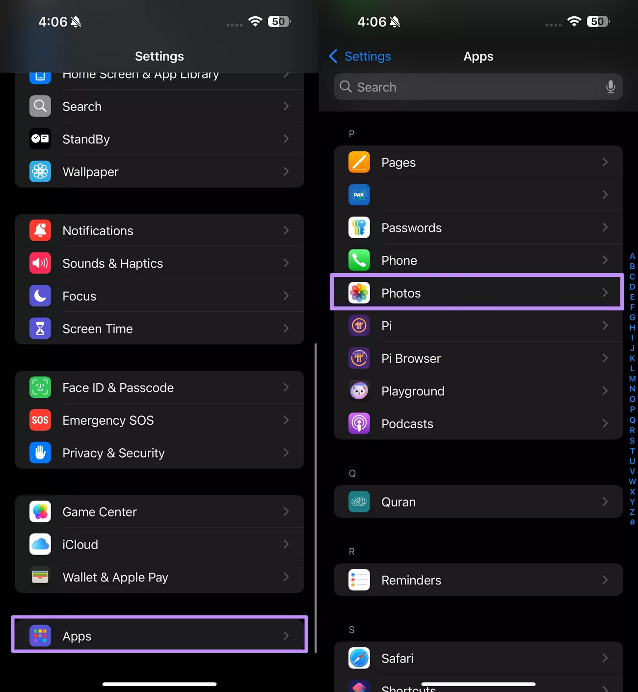 access photos settings