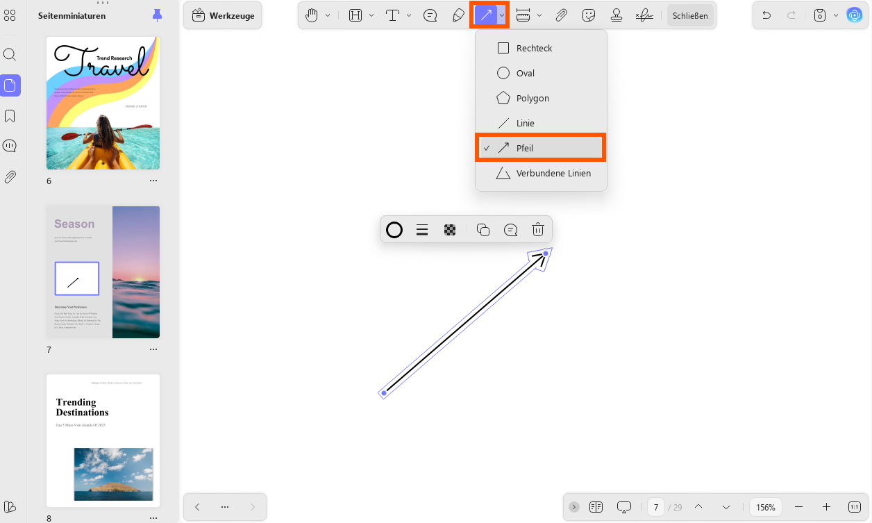 Wie fügt man einen Pfeil in eine PDF-Datei ein? Pfeil hinzufügen