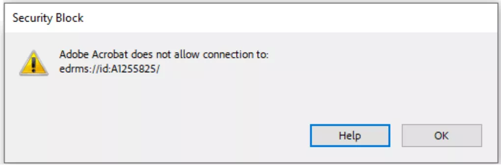 adobe acrobat does not allow connection to error