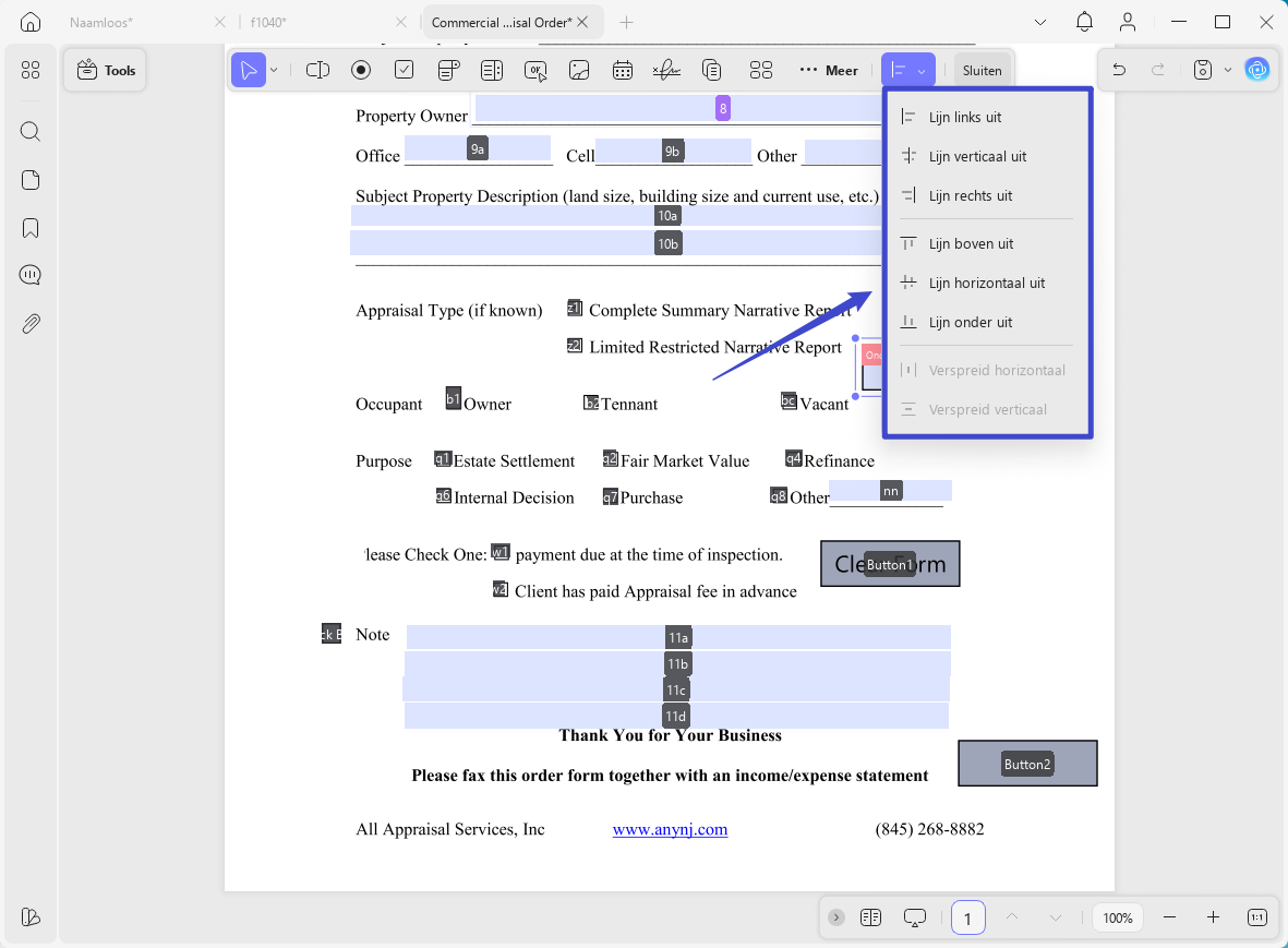 Elementen in het PDF-formulier uitlijnen met UPDF op Windows