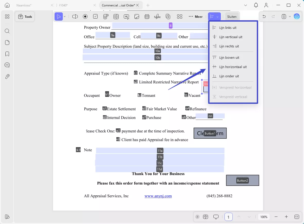 Elementen in het PDF-formulier uitlijnen met UPDF op Windows