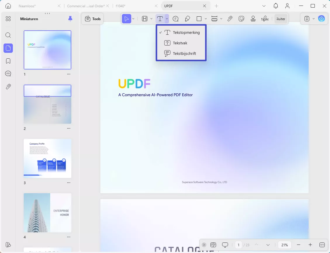 tekstcommentaar in pdf-documenten