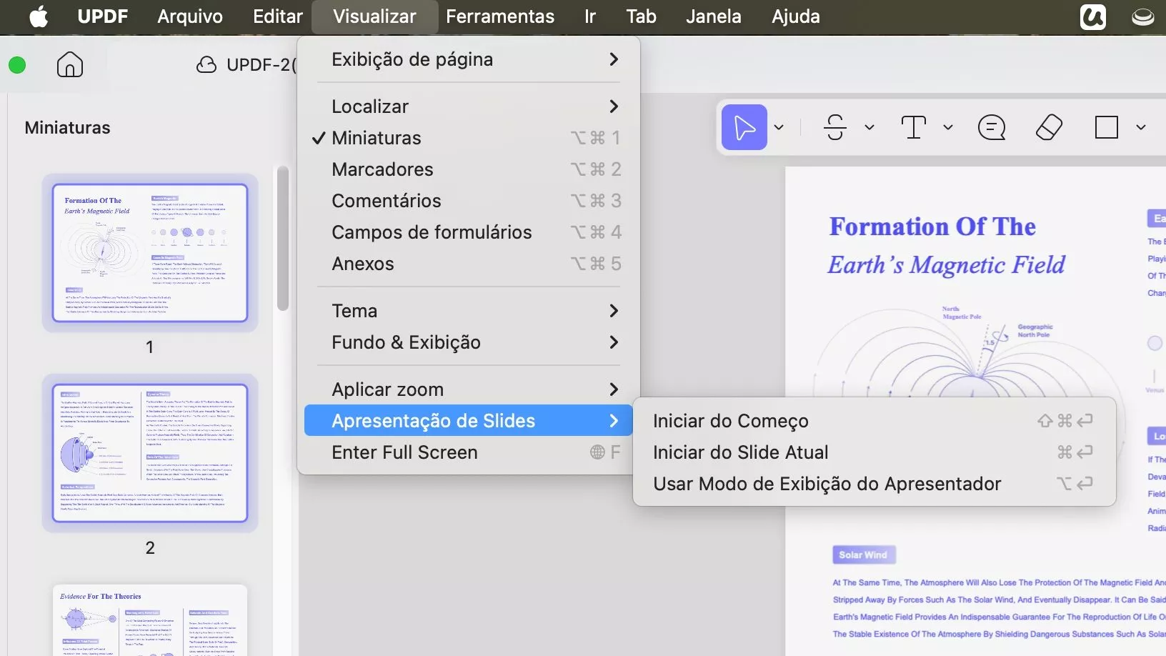 apresentação de slides