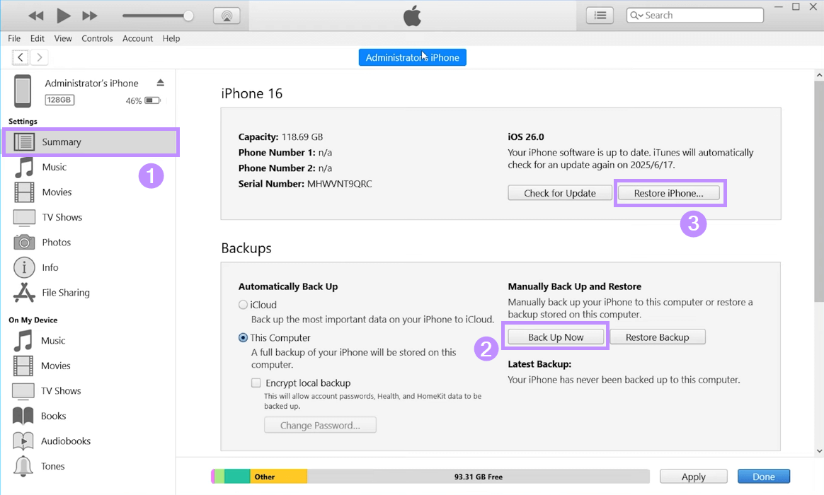 back up and restore iphone