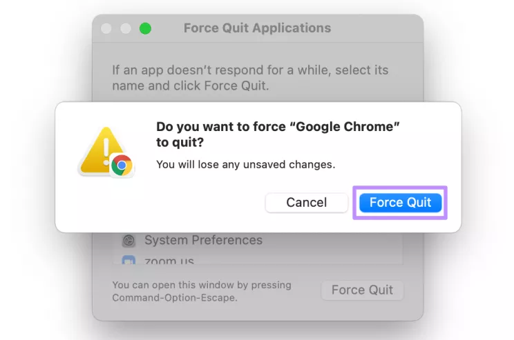 click force quit for mac app