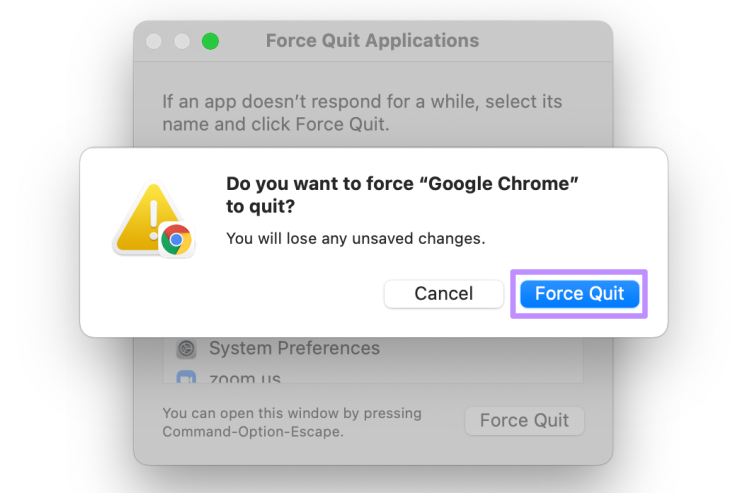 click force quit for mac app