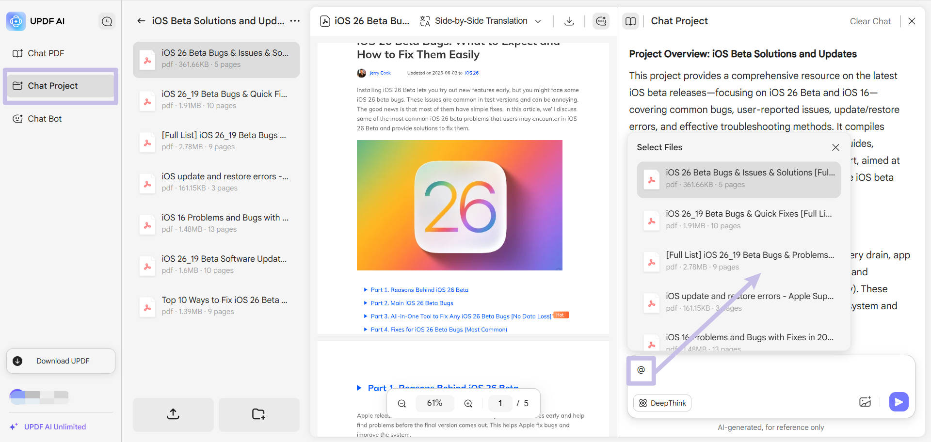click-or-type-@-to-select-files-in-chat-project-from-updf-ai