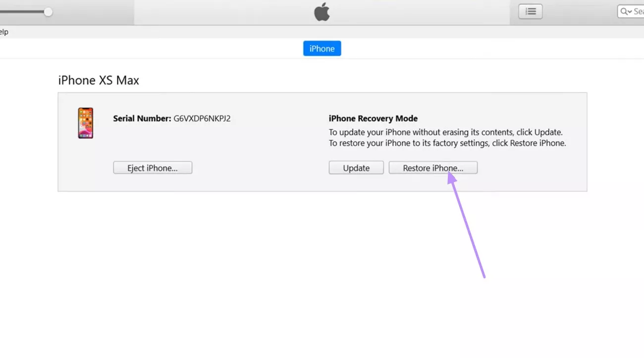 click restore iphone downgrade from ios26