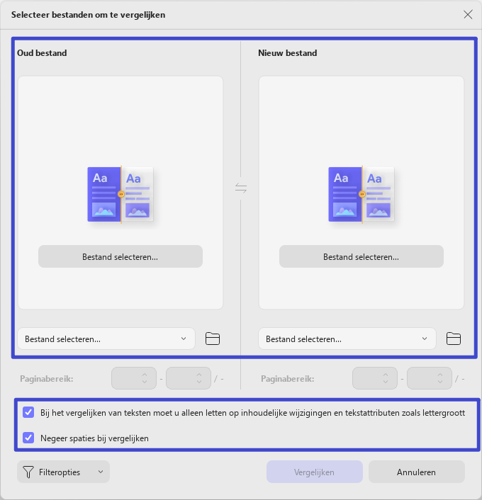 vergelijk oude en nieuwe bestanden updf windows 2