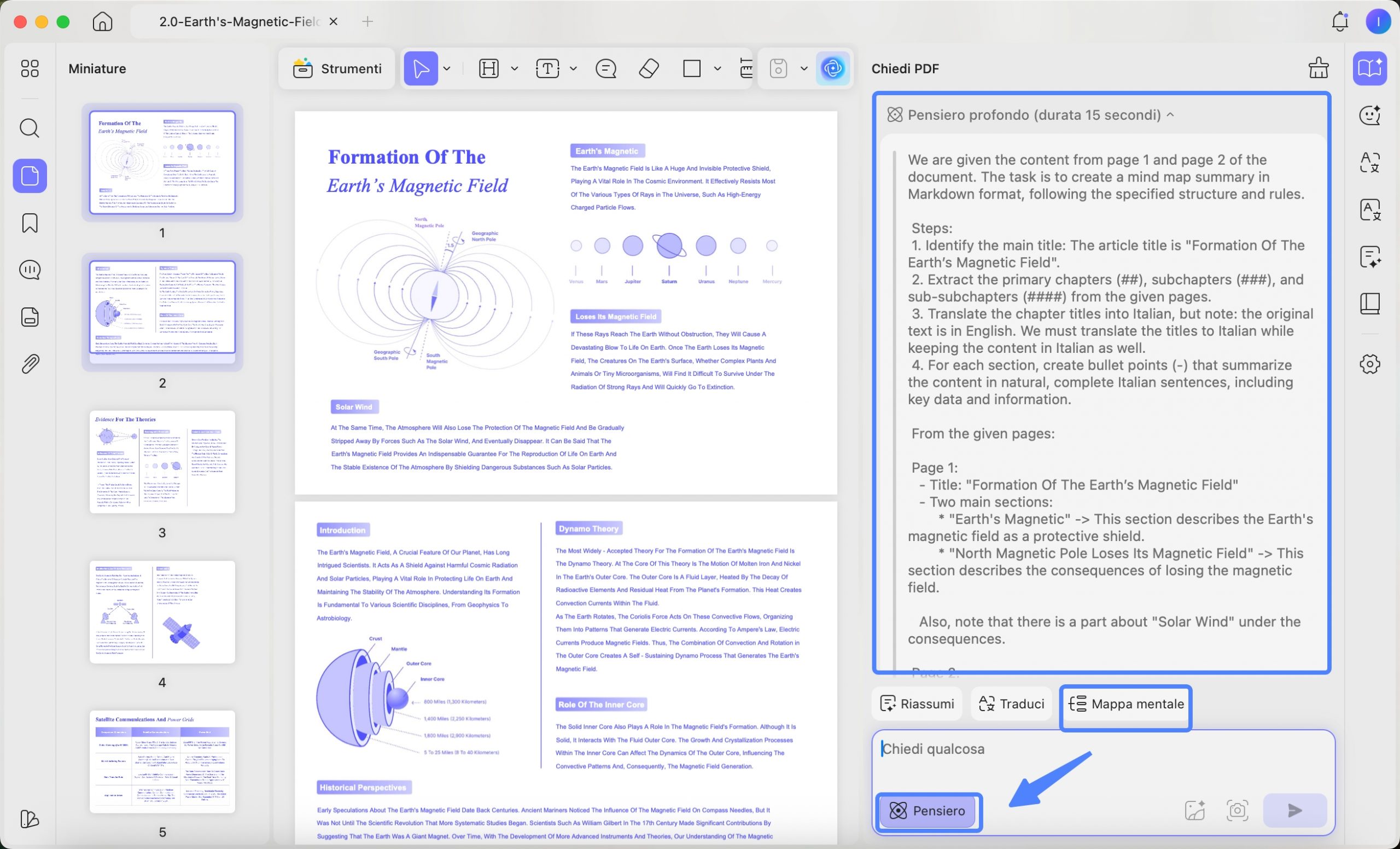 deepthink mode in generating mind map