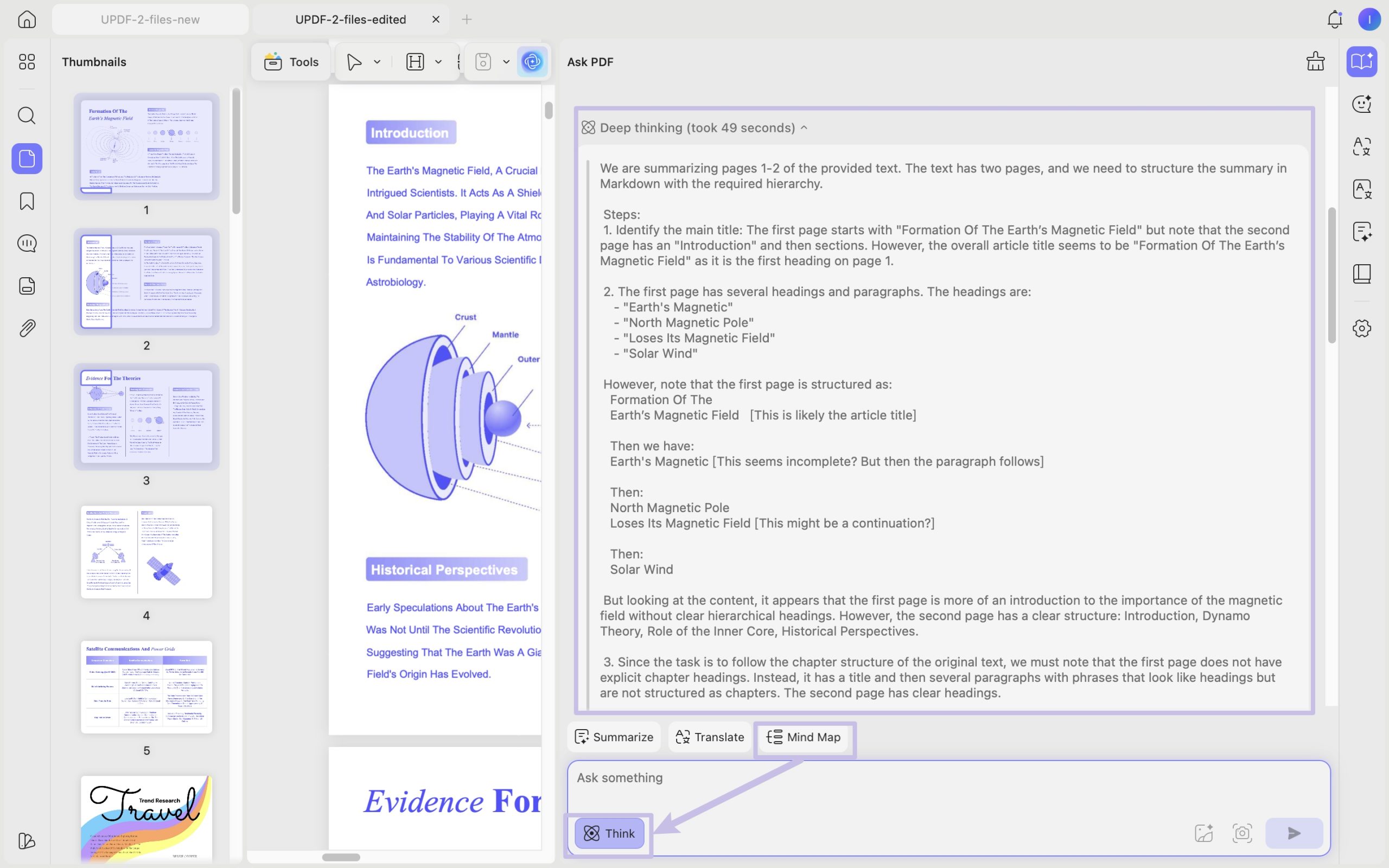 deepthink mode in generating mind map
