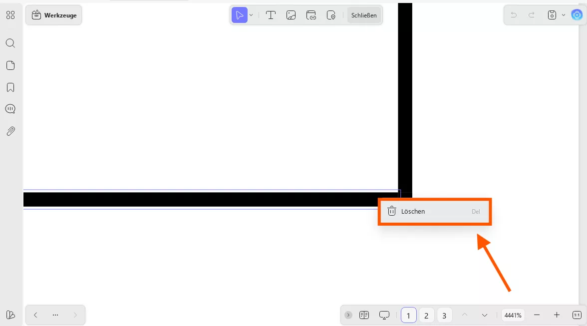 ie Option „Löschen“