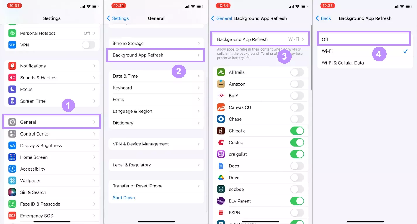disable background app refresh iphone