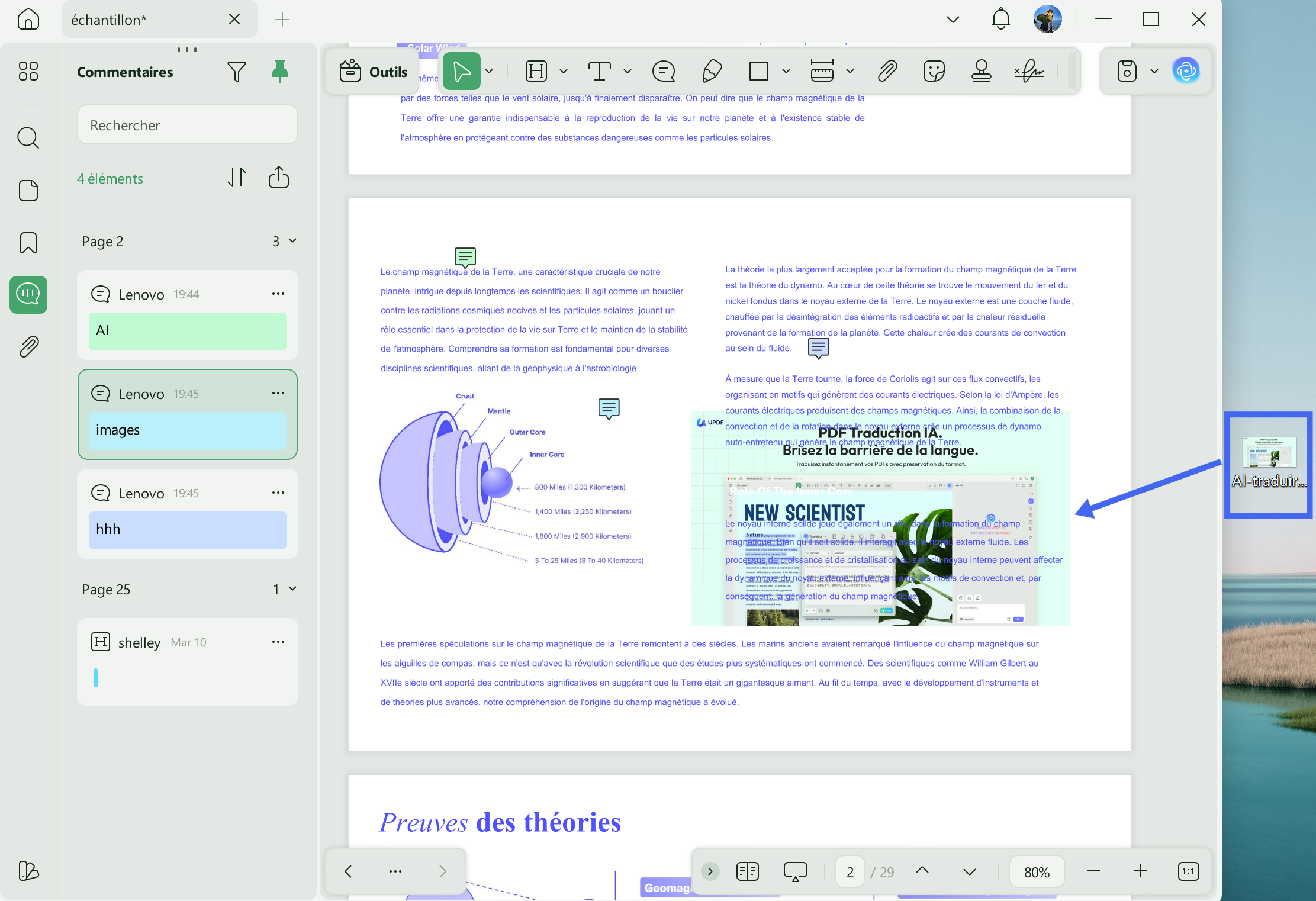 faire glisser les images directement du bureau vers la zone de contenu