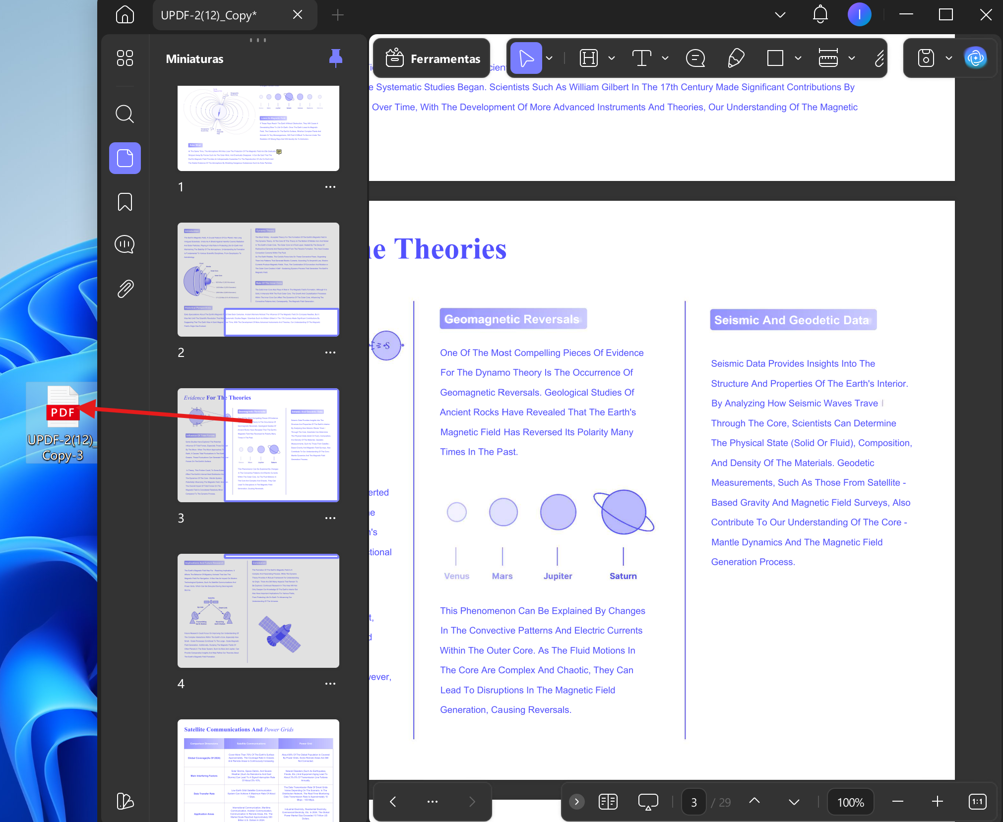drag pages directly from thumbnails to the desktop