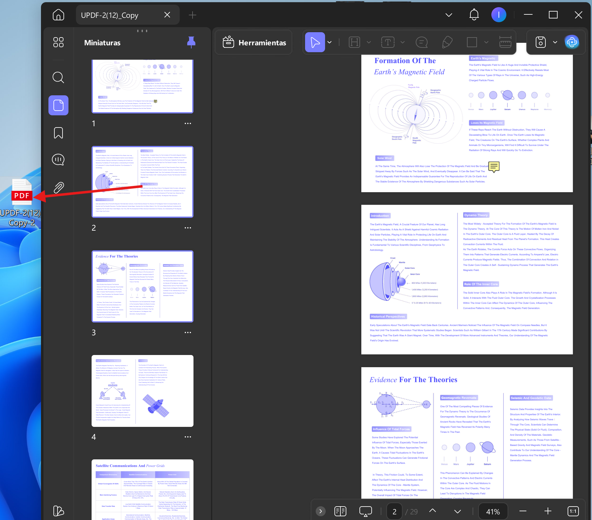 drag pages directly from thumbnails to the desktop