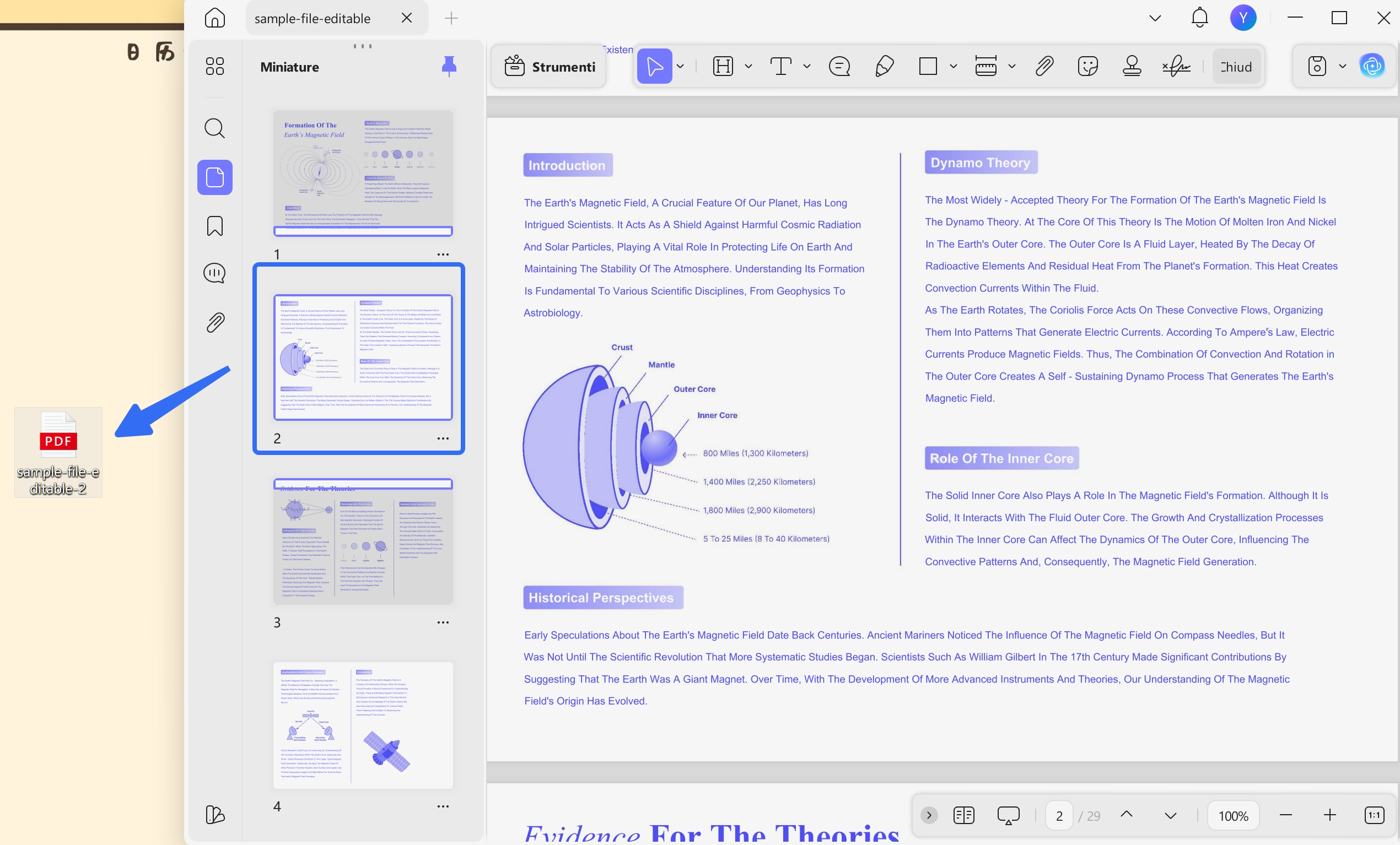 drag pages directly from thumbnails to the desktop