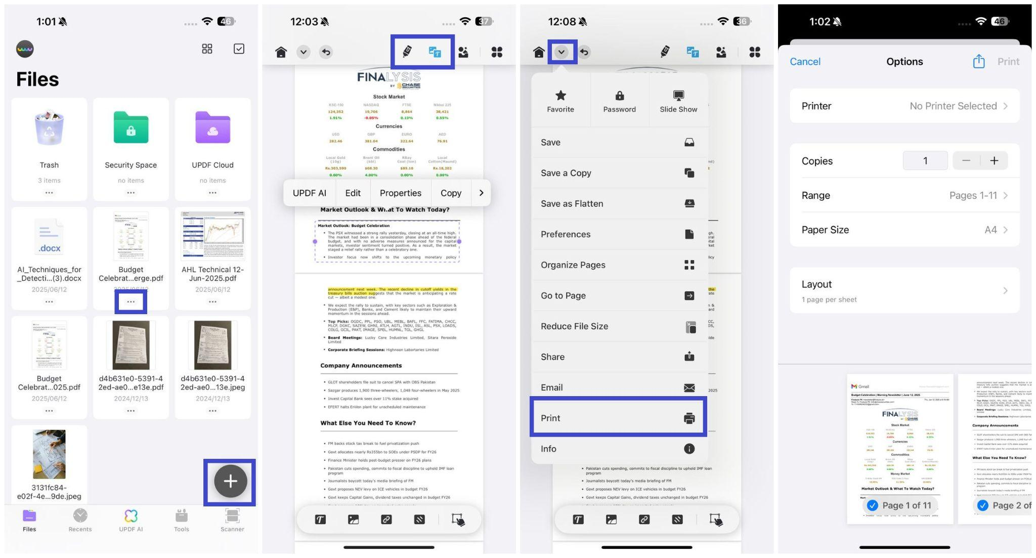 edit and print pdf in updf