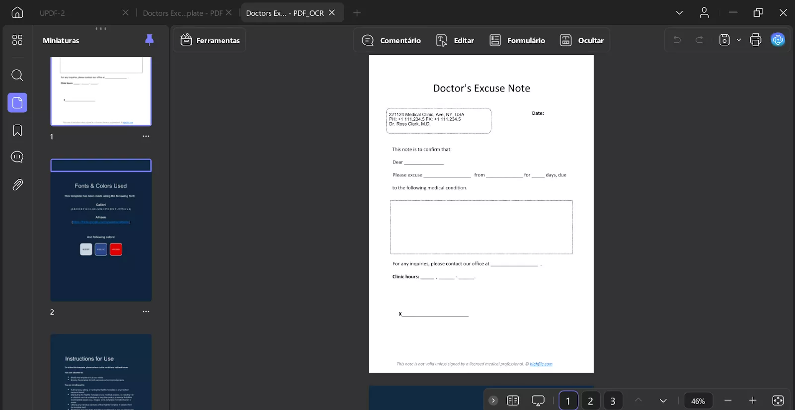 edit pdf doctor note with updf