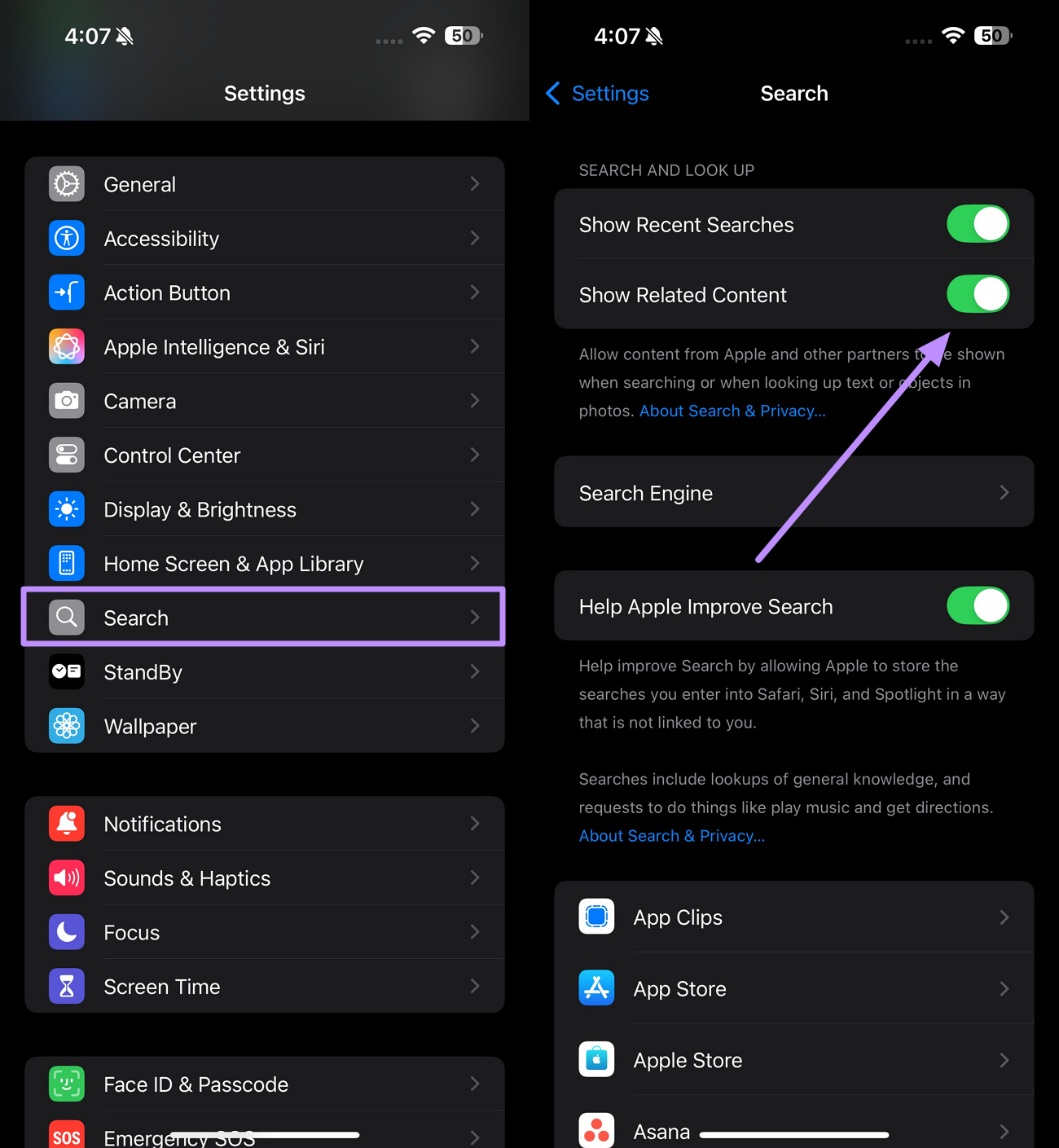 enable show related content
