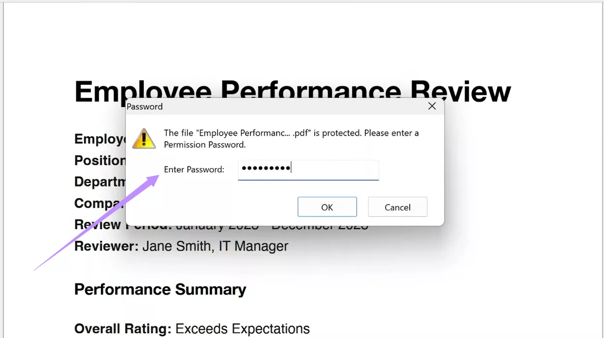 enter the permission password in foxit