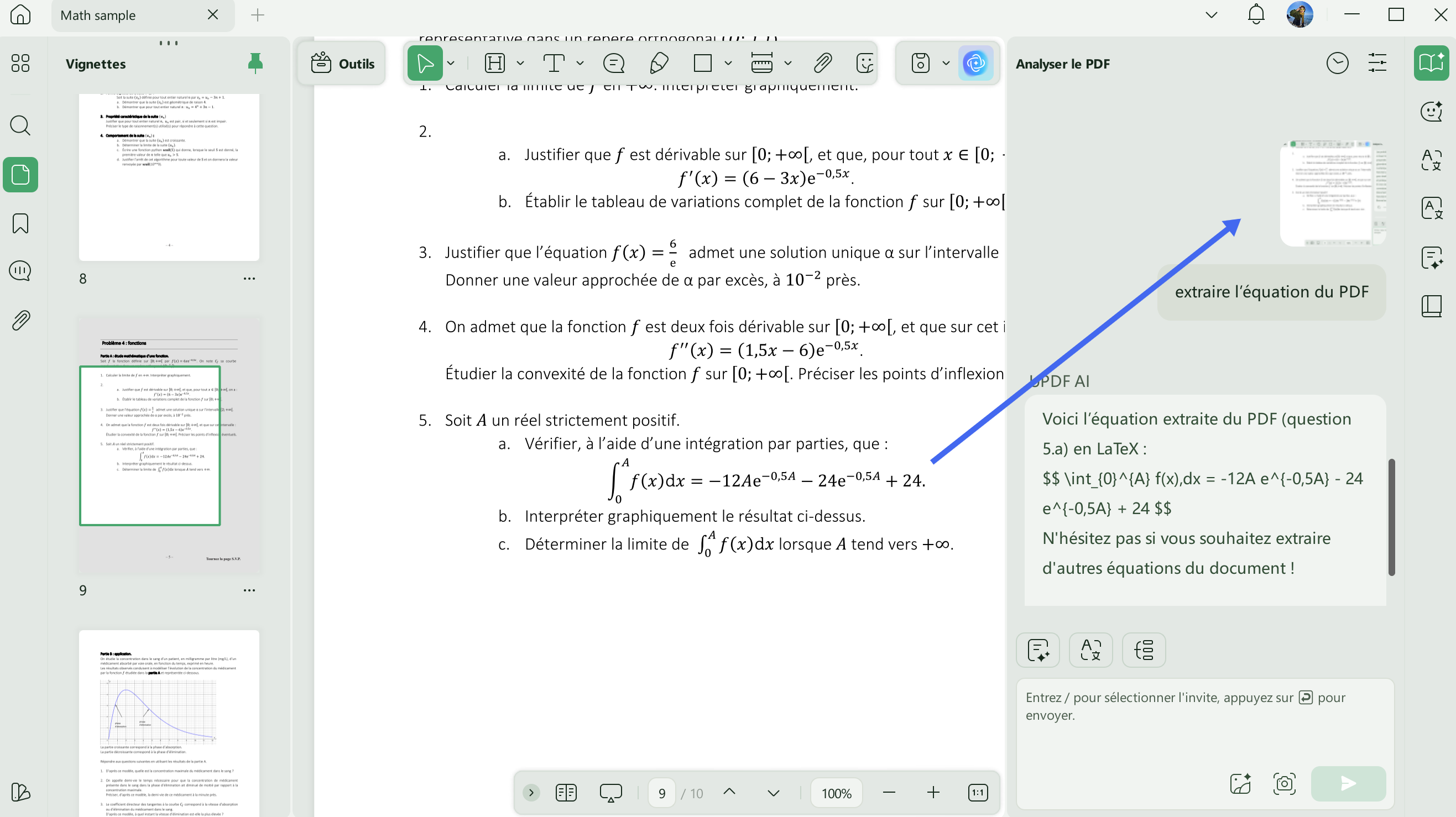 extraire l'équation d'un PDF avec updf ai