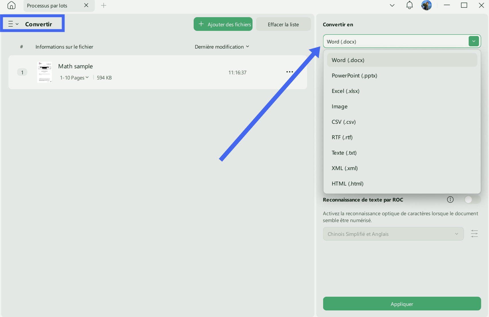 exporter un PDF numérisé avec équation vers Word