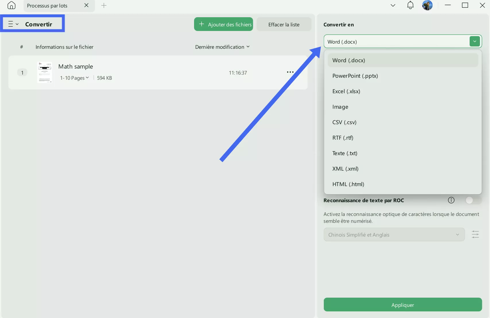 exporter un PDF numérisé avec équation vers Word