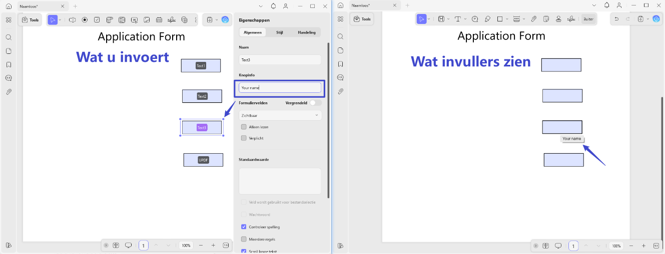 Tooltip voor tekstveld updf windows