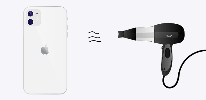 heat iphone with hairdryer