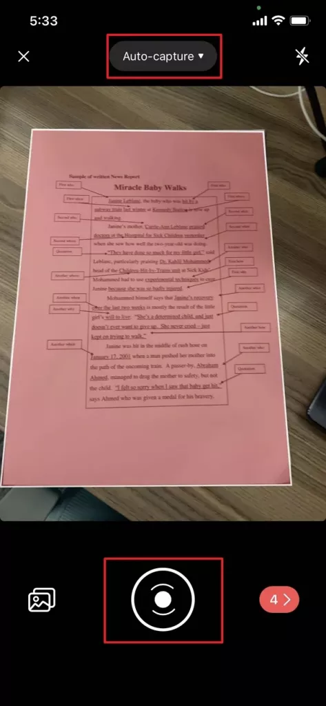 拍照將圖片掃描為 PDF