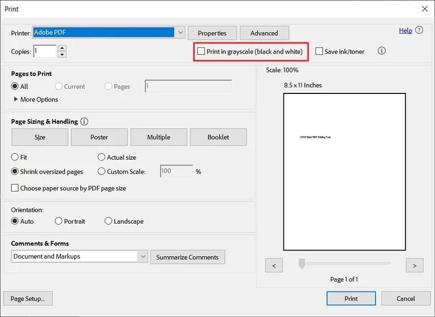 Adobe 將 PDF 檔案轉為黑白