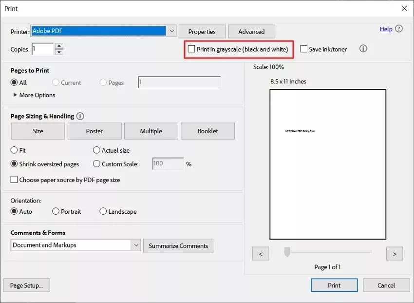 Adobe 將 PDF 檔案轉為黑白