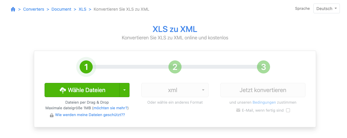 Zamzar-Excel in XML