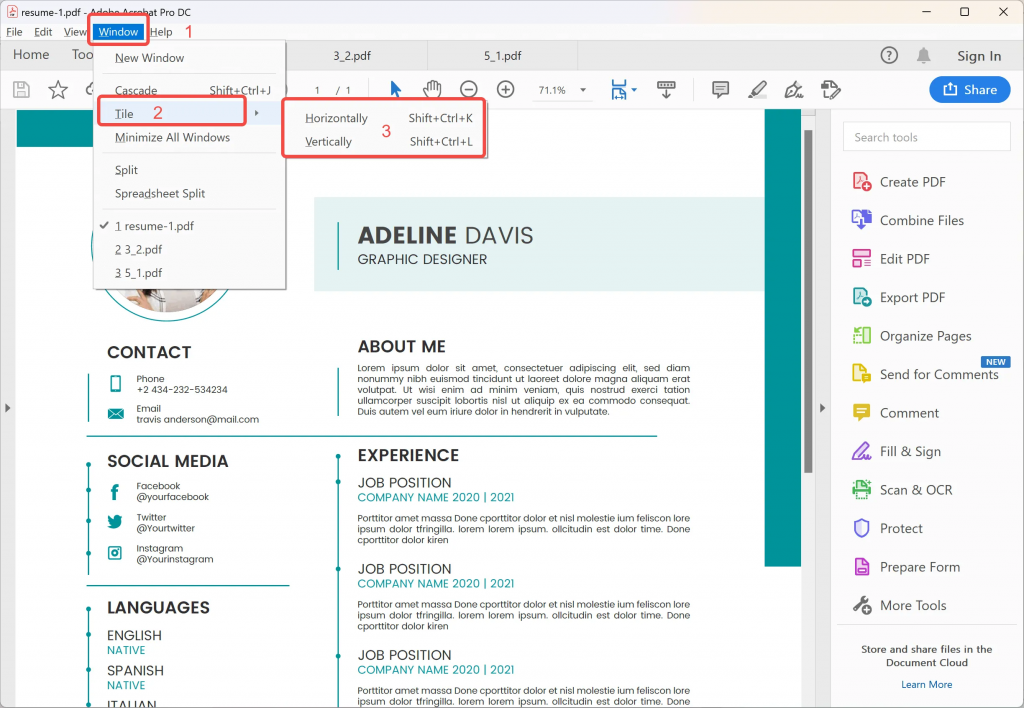 使用 Adobe PDF 分屏檢視 PDF 文檔
