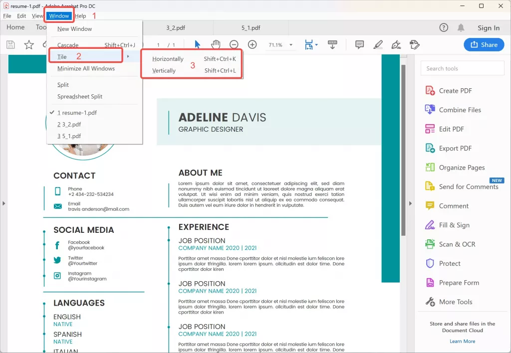 使用 Adobe PDF 分屏檢視 PDF 文檔