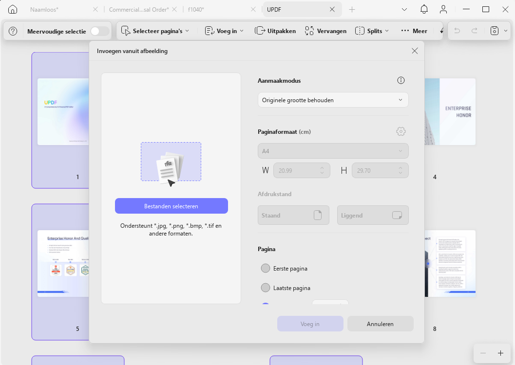 invoegen van afbeelding updf windows 2