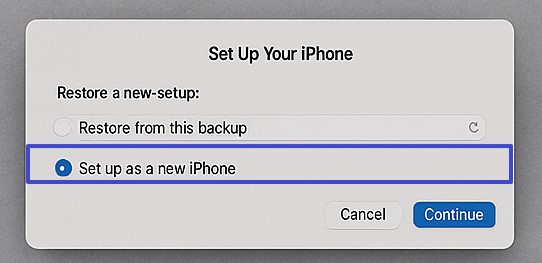 Weiter als neues iPhone einrichten