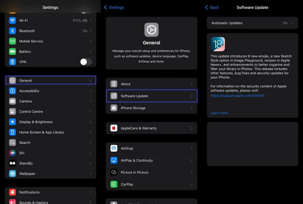 perform software update on ios device