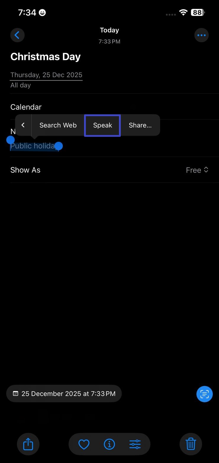 use speak text feature