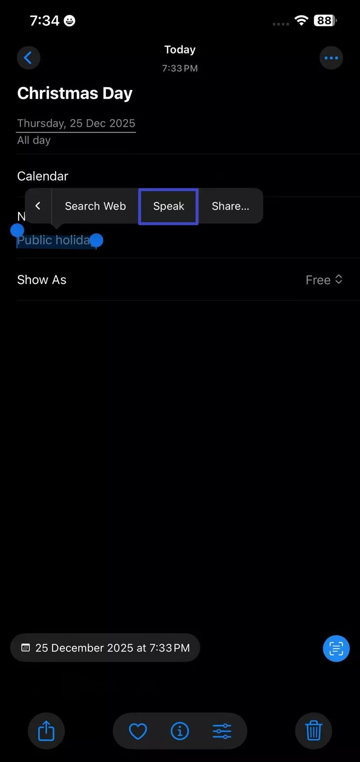 use speak text feature
