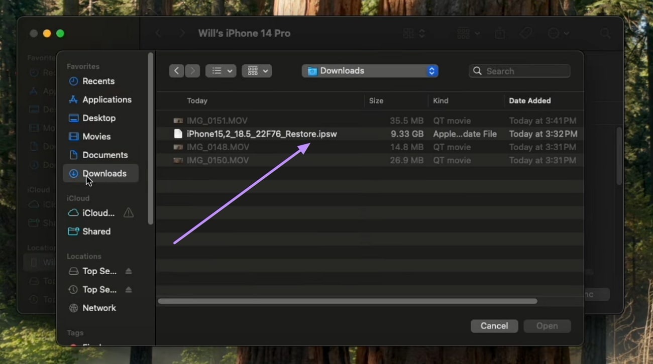 locate ipsw file for restoration