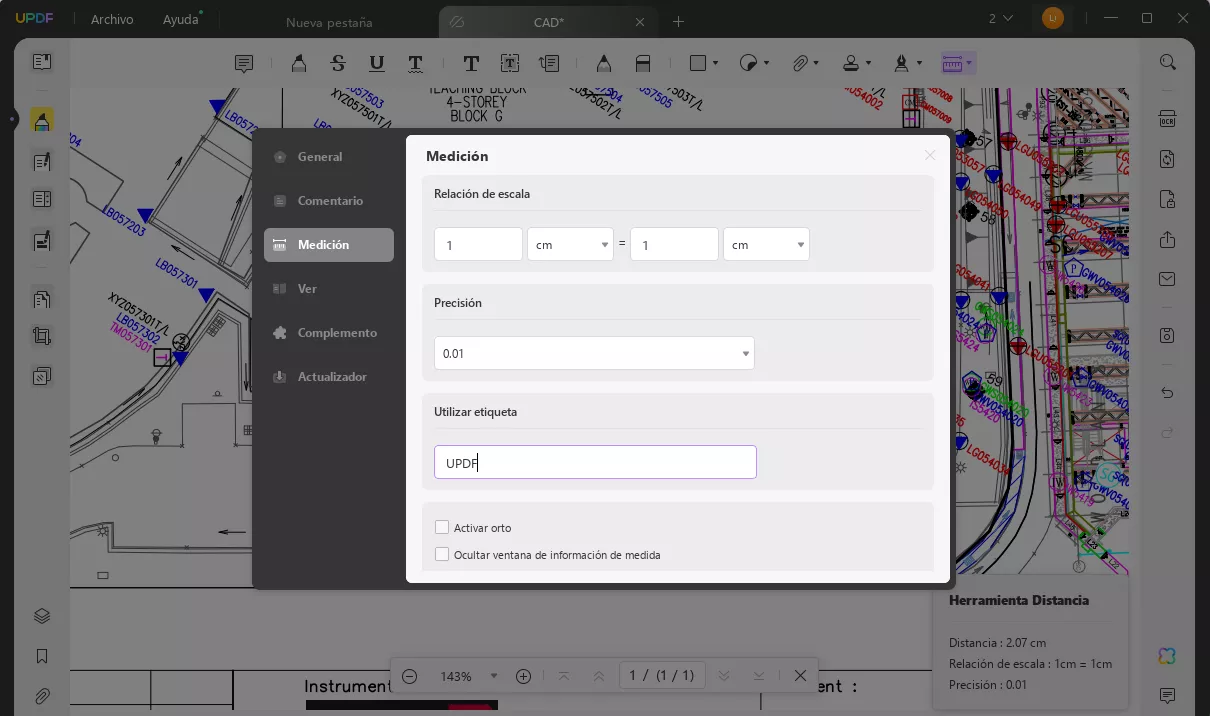 Cómo medir distancias en PDF y UPDF