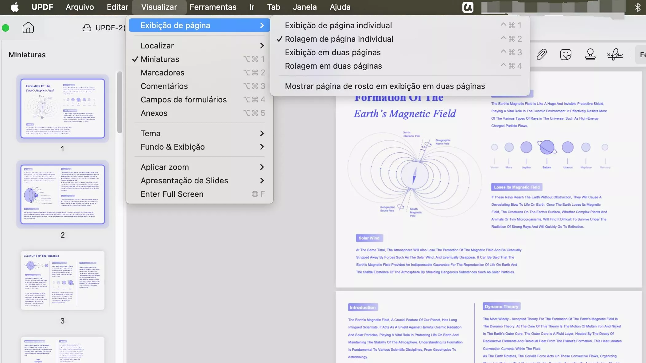 modo de visualização pdf
