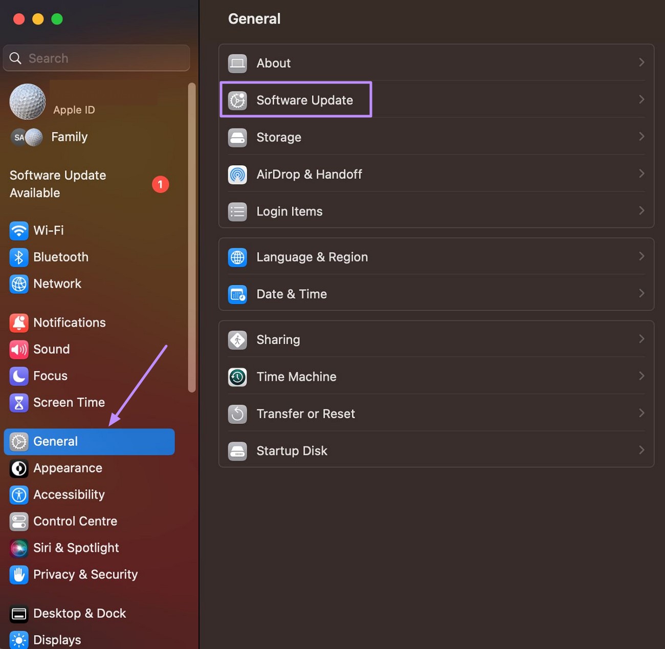 navigate software update settings macos
