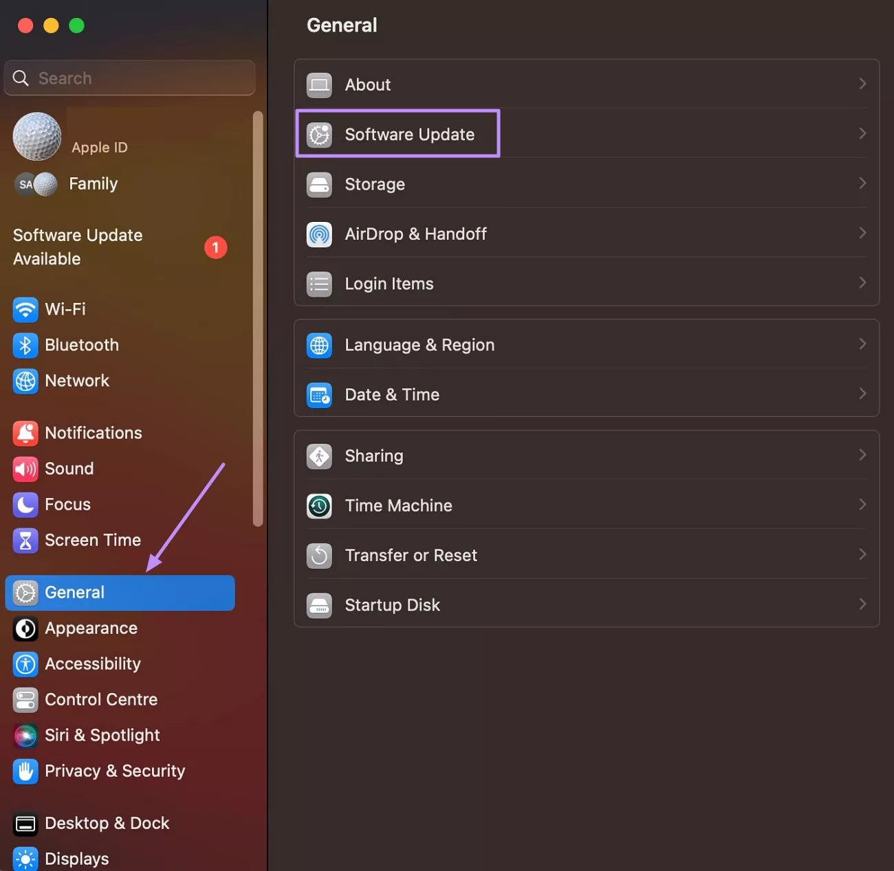 navigate software update settings macos
